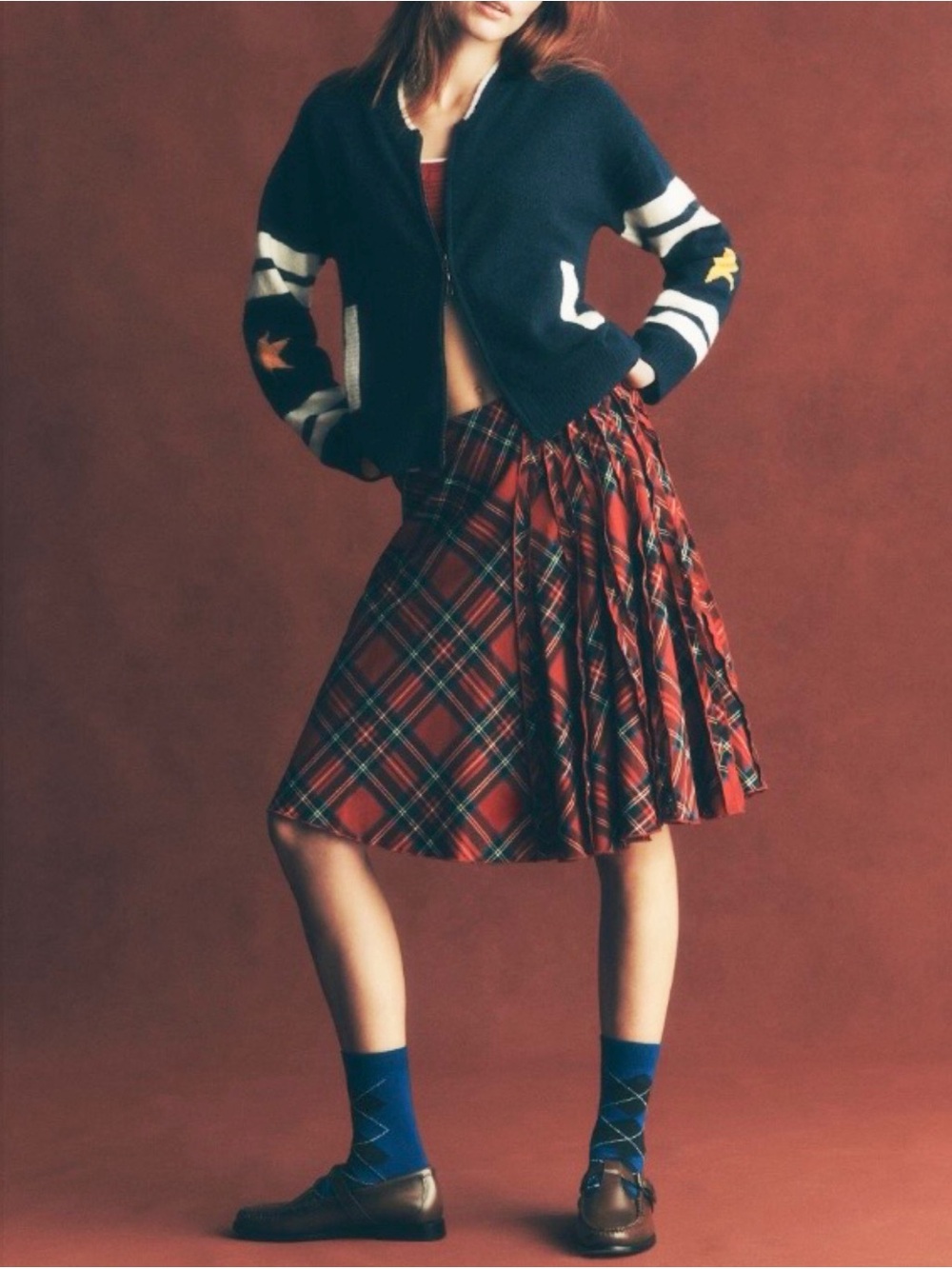Anthropologie Maeve Seamed Plaid A-Line Midi Skirt Small NWT